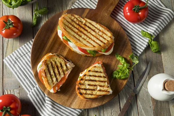 Healthy Grilled Basil Mozzarella Caprese Panini — Stock Photo, Image