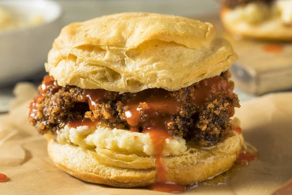 Homemade Honey Butter Chicken Biscuit — Stock Photo, Image