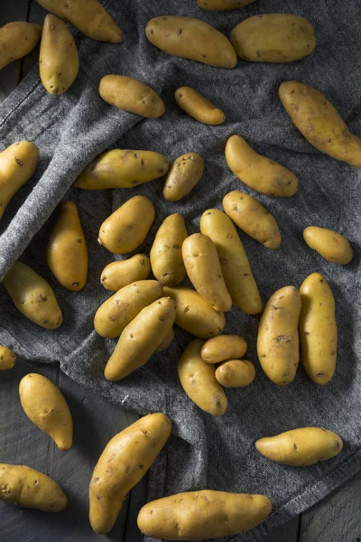 Сырая картошка с жёлтыми пальцами — стоковое фото