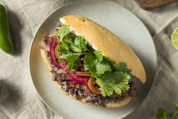 Sándwich de Torta de Carne Mexicana Casera —  Fotos de Stock