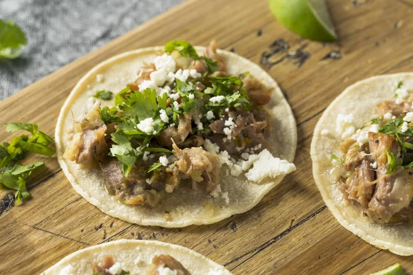 Ev yapımı domuz Carnitas Tacos — Stok fotoğraf