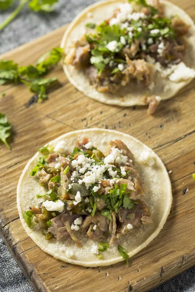 Homemade Pork Carnitas Tacos — Stock Photo, Image