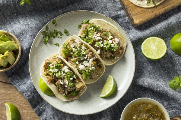 Homemade Pork Carnitas Tacos — Stock Photo, Image