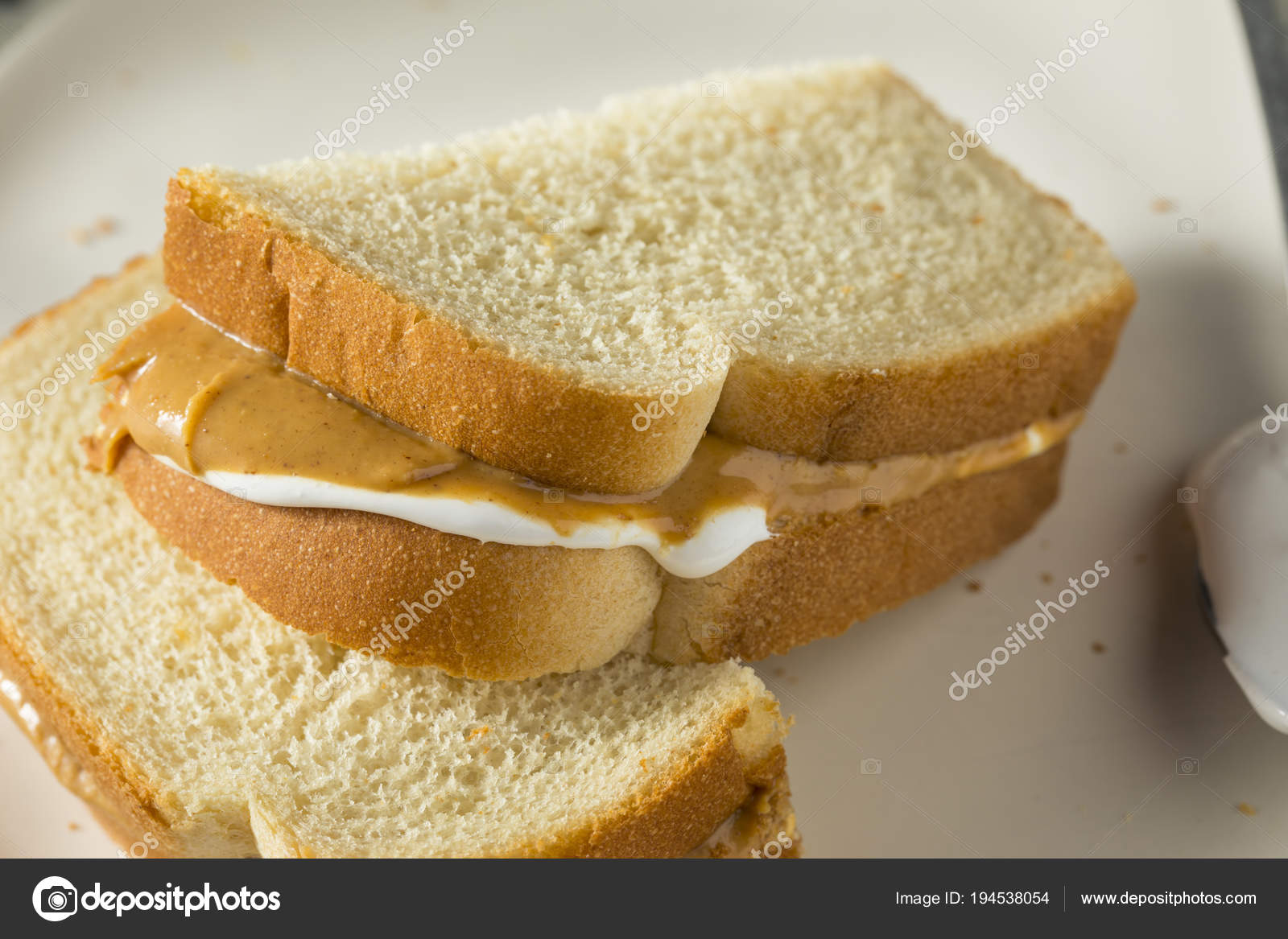 Homemade Fluffernutter Marshmallow Peanut Butter Sandwich Stock Photo Image By C Bhofack2