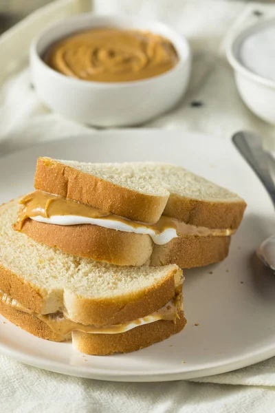 Homemade Fluffernutter Marshmallow Peanut Butter Sandwich — Stock Photo, Image