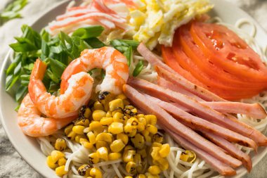 Ev yapımı soğuk Hiyashi Chuka Yaz Rameni