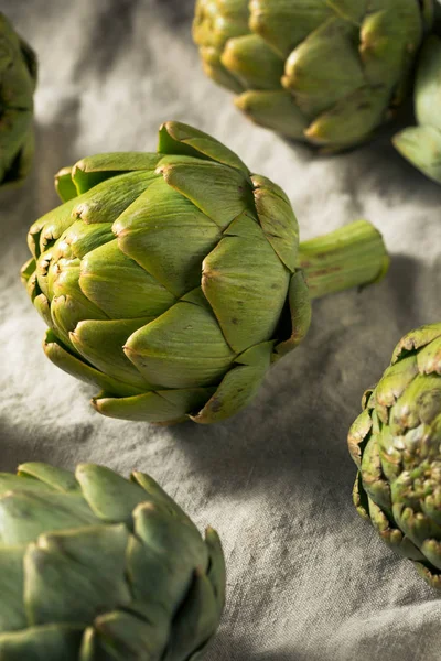 Ruwe groene biologische artisjokken — Stockfoto