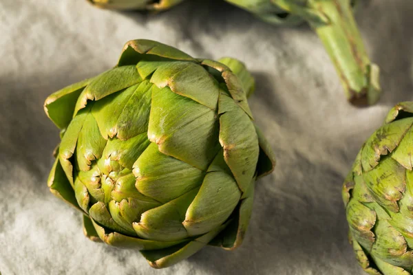 Ruwe groene biologische artisjokken — Stockfoto