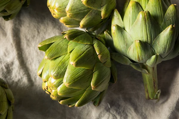 Raw Green Organic Artichokes — Stock Photo, Image