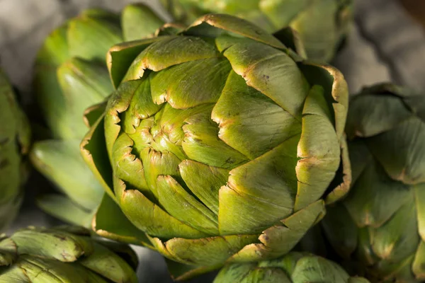 Ruwe groene biologische artisjokken — Stockfoto