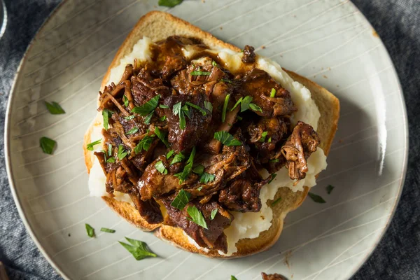 Caseiro Indiana Manhatten Hot Rost Beef Sandwich — Fotografia de Stock
