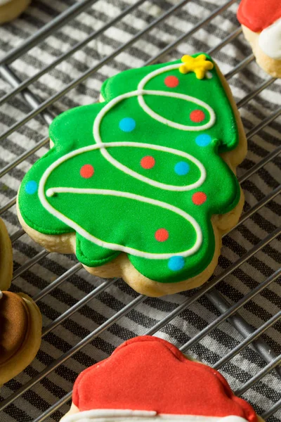 Hausgemachte dekorierte Weihnachtsplätzchen mit Zucker — Stockfoto