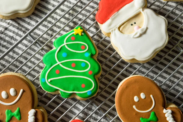 Homemade Decorated Christmas Sugar Cookies — Stock Photo, Image