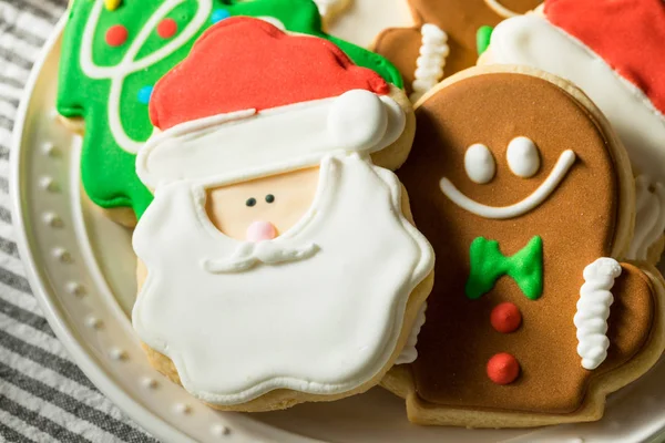 Zelfgemaakte gedecoreerde kerstsuikerkoekjes — Stockfoto