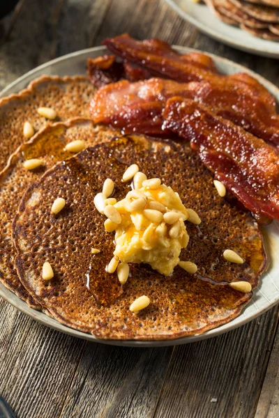 Homemade Bluecorn Pancakes with Butter — Stock Photo, Image