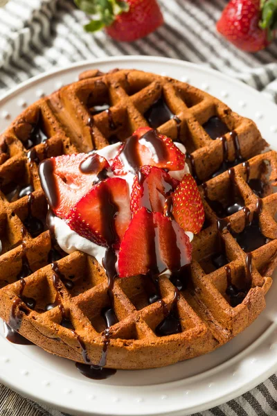 Homemade Dark Chocolate Waffles — Stock Photo, Image