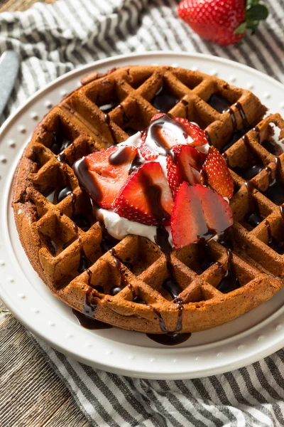 Homemade Dark Chocolate Waffles — Stock Photo, Image