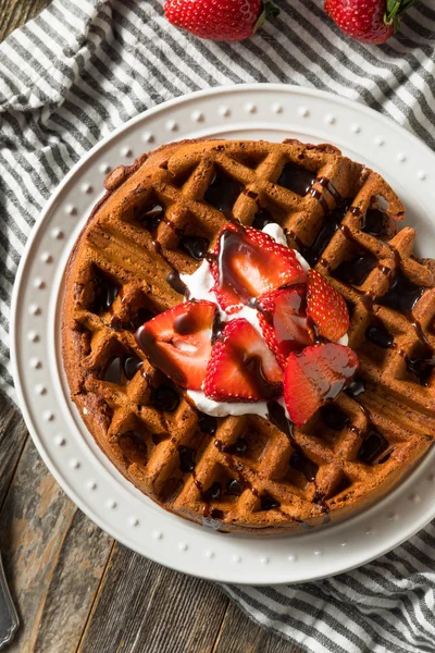 Homemade Dark Chocolate Waffles — Stock Photo, Image