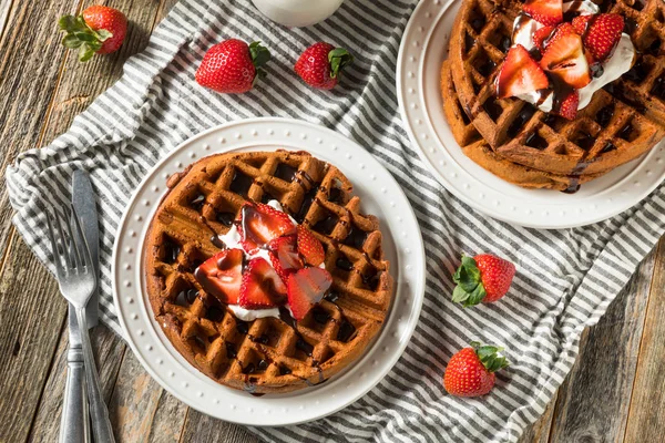 Homemade Dark Chocolate Waffles — 스톡 사진