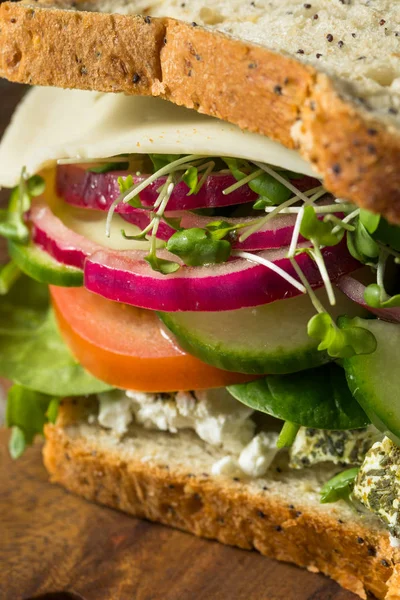Egészséges bio vegetáriánus kert szendvics — Stock Fotó