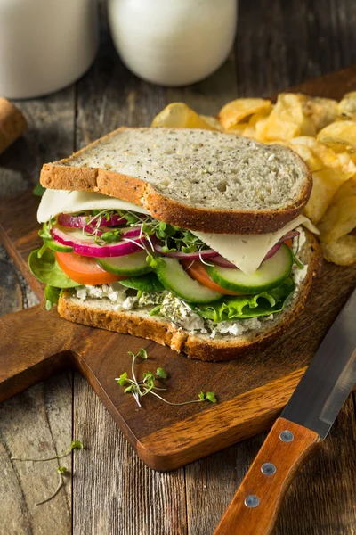 Gesundes Bio-Gemüse-Garten-Sandwich — Stockfoto