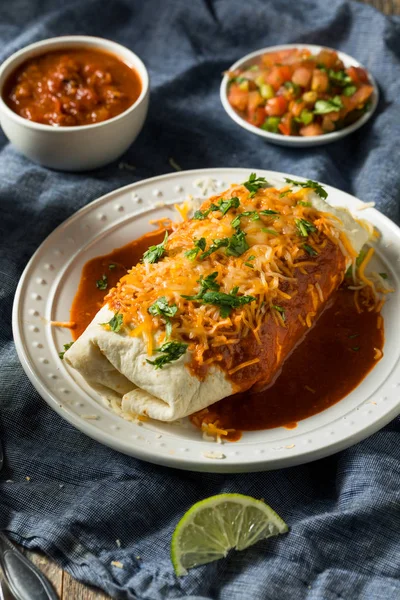 Homemade Spicy Smothered Beef Burrito — Stock Photo, Image