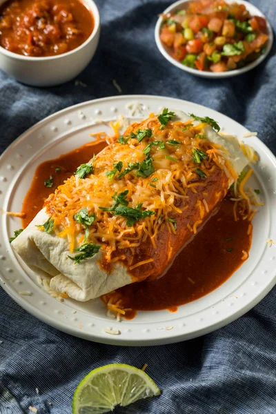 Homemade Spicy Smothered Beef Burrito — 스톡 사진