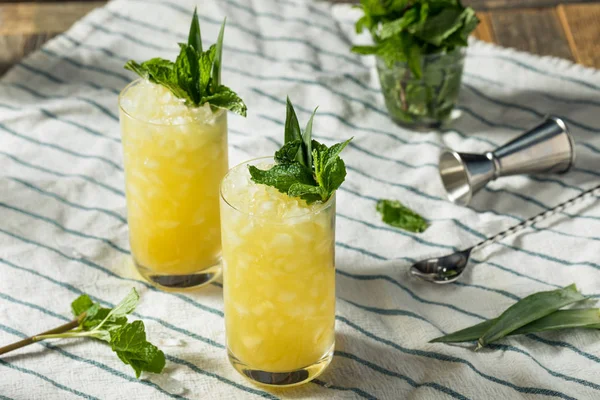 Hausgemachter alkoholischer grüner Chartreuese-Swizzle-Cocktail — Stockfoto