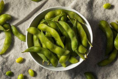 Pişmiş Yeşil Organik Edamame Fasulyeleri
