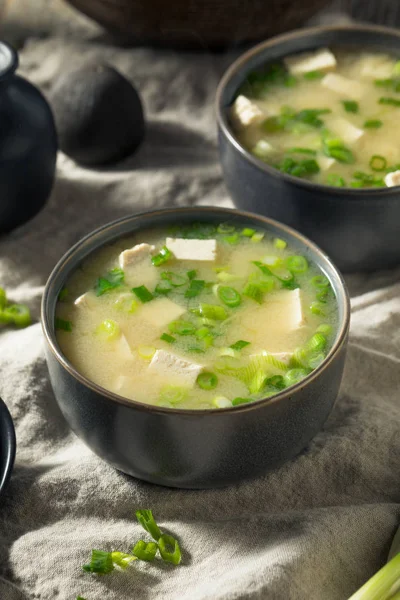 Healthy Japanese Tofu Miso Soup Green Onions — Stock Photo, Image