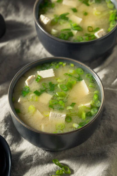 Healthy Japanese Tofu Miso Soup Green Onions — Stock Photo, Image