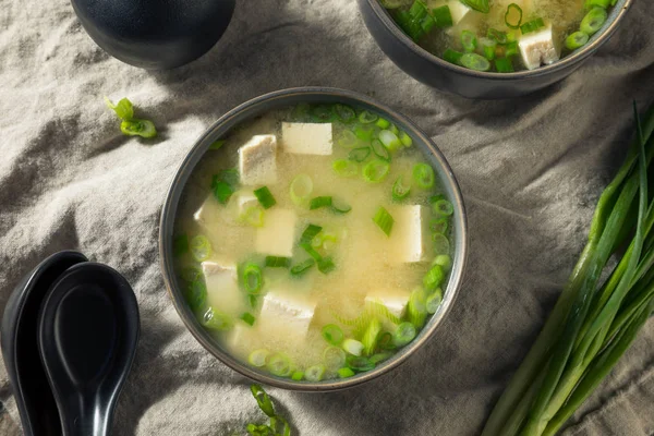 Healthy Japanese Tofu Miso Soup Green Onions — Stock Photo, Image