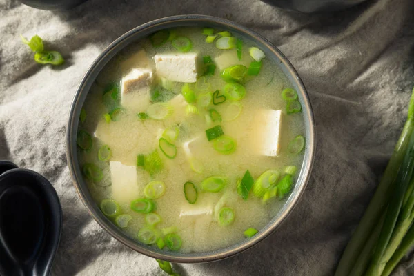 Healthy Japanese Tofu Miso Soup Green Onions — Stock Photo, Image