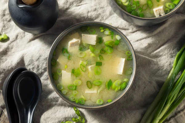 Healthy Japanese Tofu Miso Soup Green Onions — Stock Photo, Image