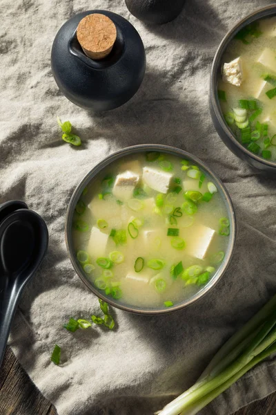 Healthy Japanese Tofu Miso Soup Green Onions — Stock Photo, Image