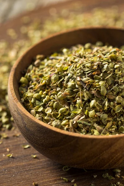 Raw Dried Green Greek Oregano Spice Bowl — Stock fotografie