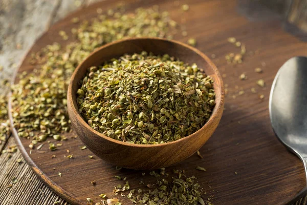 Raw Dried Green Greek Oregano Spice Bowl — Stock fotografie