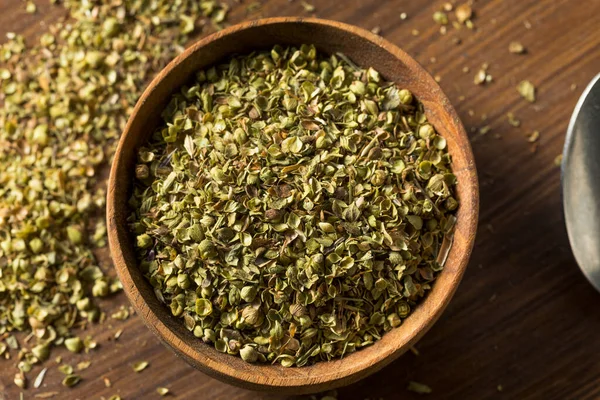 Raw Dried Green Greek Oregano Spice Bowl — Stock fotografie