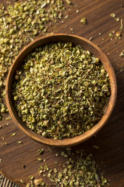 Raw Dried Green Greek Oregano Spice Bowl — Stock fotografie