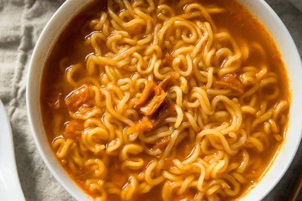 Kruidige Instant Ramen Noodle Bowl Klaar Eten — Stockfoto