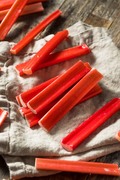 Raw Organic Red Rubard Sticks Ready Cook — стоковое фото