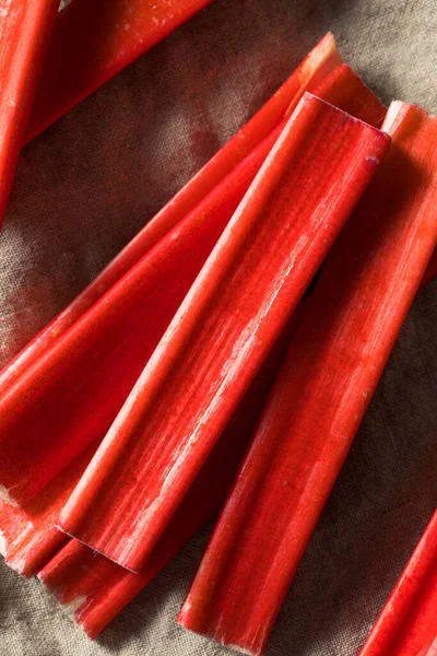 Raw Organic Red Rubard Sticks Ready Cook — стоковое фото