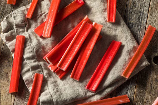 Raw Organic Red Rubard Sticks Ready Cook — стоковое фото