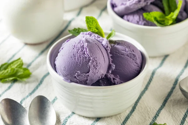 Homemade Purple Japanese Ube Ice Cream in a Bowl