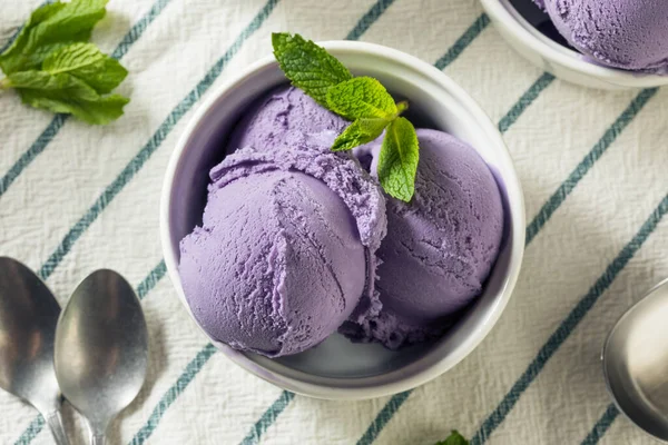 Homemade Purple Japanese Ube Ice Cream in a Bowl