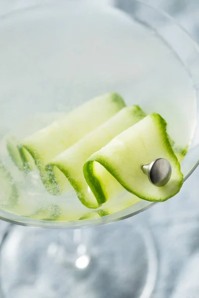 Hjemmelaget Japansk Sake Cucumber Martini Cocktail Med Vodka – stockfoto