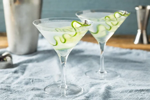 Yapımı Japon Saki Salatalıklı Martini Votkalı Kokteyl — Stok fotoğraf