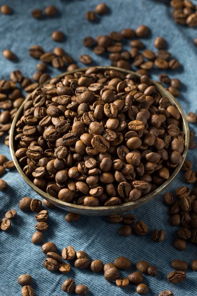 Suchá Organická Kávová Zrna Espresso Misce — Stock fotografie