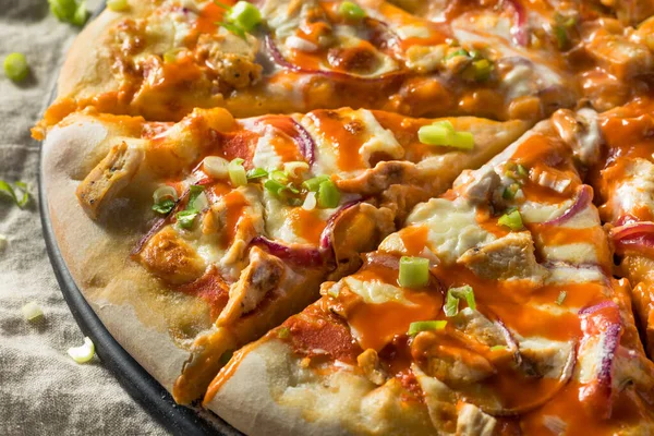 Homemade Buffalo Chicken Pizza Blue Cheese — Stock Photo, Image