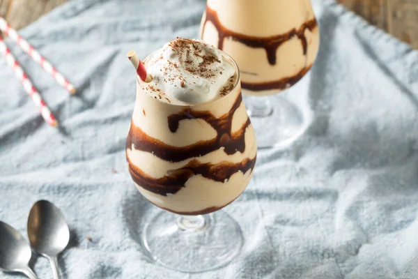 Homemade Boozy Frozen Mudslide Cocktail Whipped Cream — стокове фото
